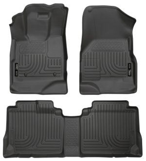 GMC Terrain Floor Liners - Front + 2nd Row - Husky Liners - WeatherBeater Combo - Black - `10-`12